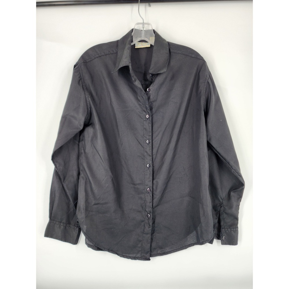 ROSETTES Women's Black Button Down Collared Shirt Long Sleeve Size M